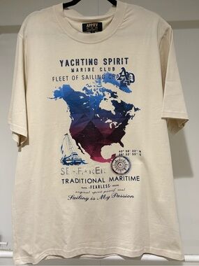 APPRV Cream Yachting Spirit Graphic Short-Sleeve Tee NWT